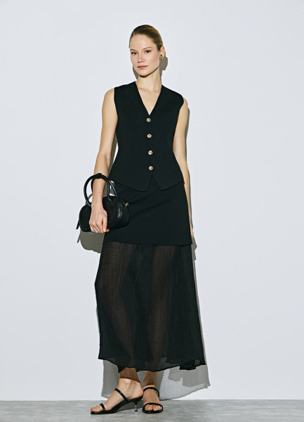 

Двуслойная юбка с полупрозрачным подолом, Черный