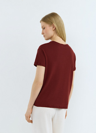 Футболка с круглым вырезом изо льна и хлопка