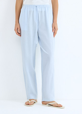Брюки изо льна с эластичным поясом
