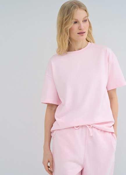 

Футболка оверсайз из плотного хлопка, Розовый