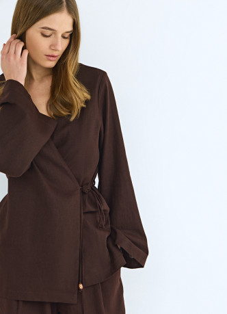 Рубашка изо льна с завязкой