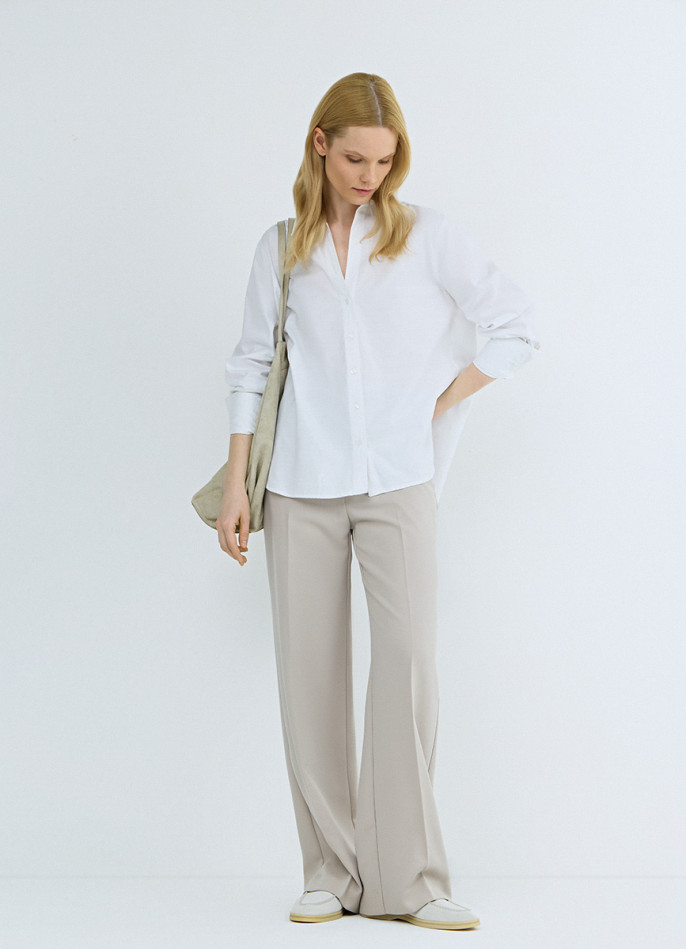 Прямые брюки с эластичным поясом