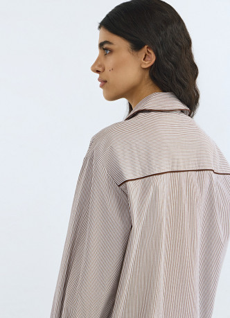 Хлопковая пижамная рубашка с длинным рукавом