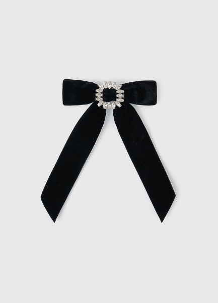 

Бархатная заколка-бант, Черный