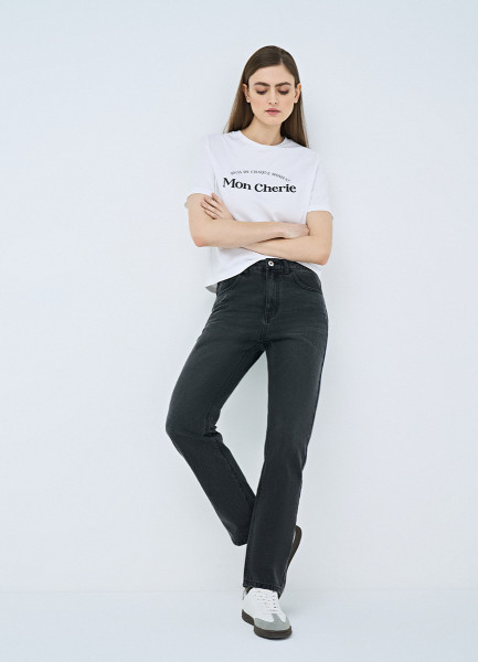 Прямые джинсы с высокой посадкой, Серый O`Stin LP6656O02-98 - фото 1