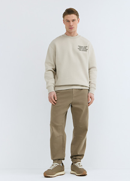 

Базовый свитшот с принтом, Бежевый