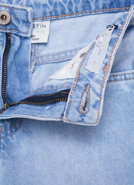 Широкие джинсы с разрывами для девочек, Голубой O`Stin GP4672O02-D6 - фото 8