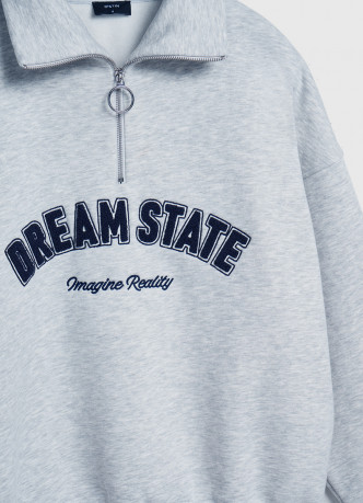 Свитшот с принтом и воротником на молнии