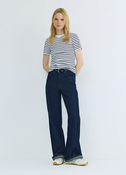 Футболка в рубчик Синий 999₽