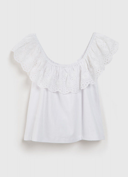 Блузка с коротким рукавом для девочек, Белый O`Stin GT469AO02-00, размер 134 - фото 5