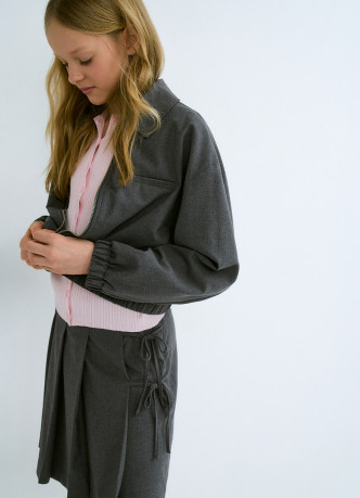 Укороченный жакет на молнии для девочек