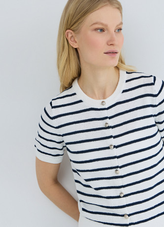 Кардиган в полоску с коротким рукавом