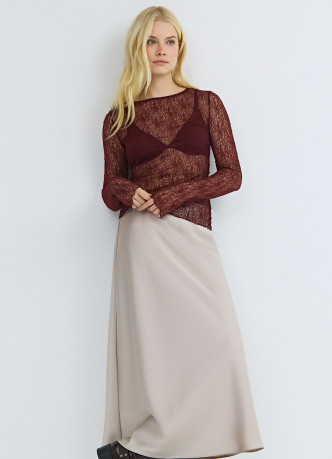 Атласная юбка миди А-силуэта