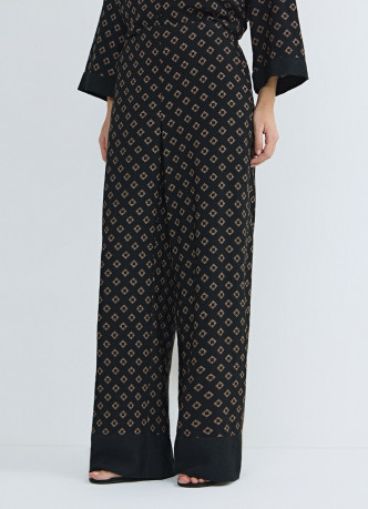 Прямые брюки с принтом и резинкой по поясу сзади