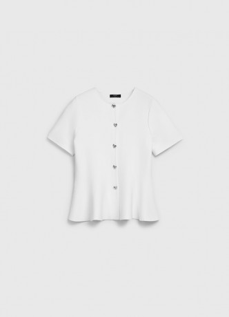 Кардиган с баской и фигурными пуговицами