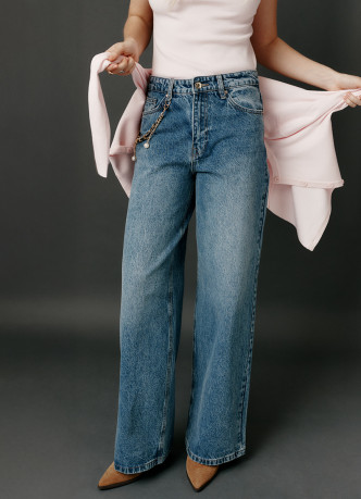 Широкие джинсы Wide leg с обвесом