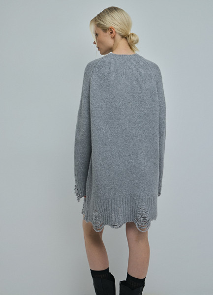 Вязаное платье-свитер с рваным дизайном 32001740299 Серый, размер 42,46,50,48,44, фото 3