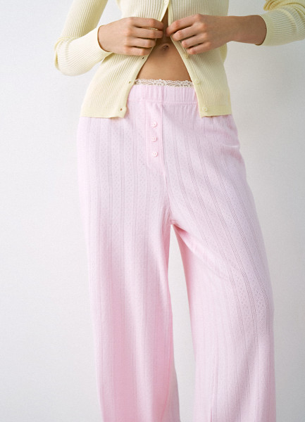 

Пижамные брюки из ажурного трикотажа, Розовый