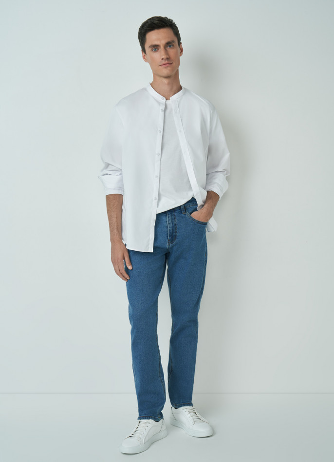 Рубашка с воротником-стойкой