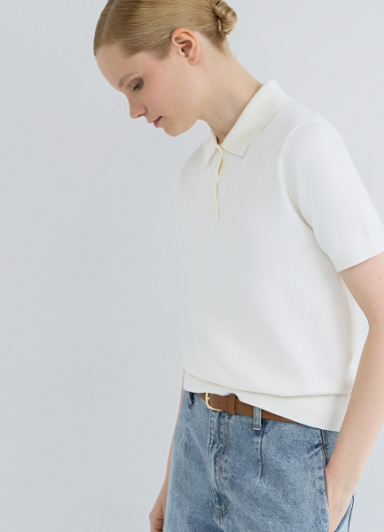 

Базовый джемпер поло с коротким рукавом, Белый