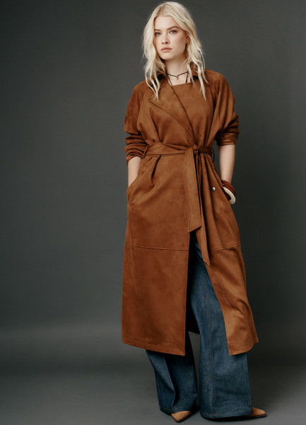 

Тренч из искусственной замши, Желтый