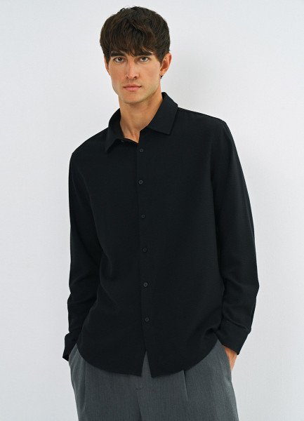 

Рубашка из жатой ткани, Черный