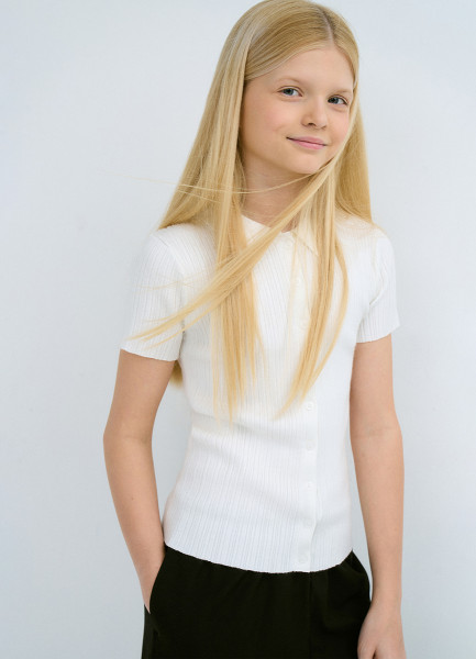 Джемпер с коротким рукавом для девочек Белый 1599₽