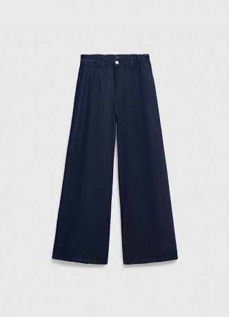 Широкие джинсы с поясом на резинке