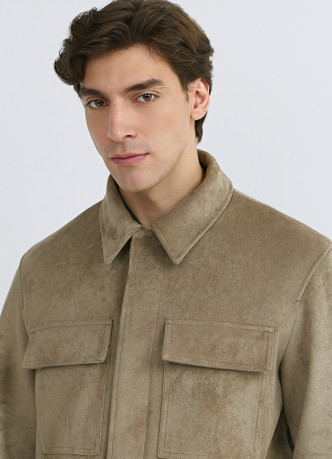 Куртка из искусственной замши с карманами