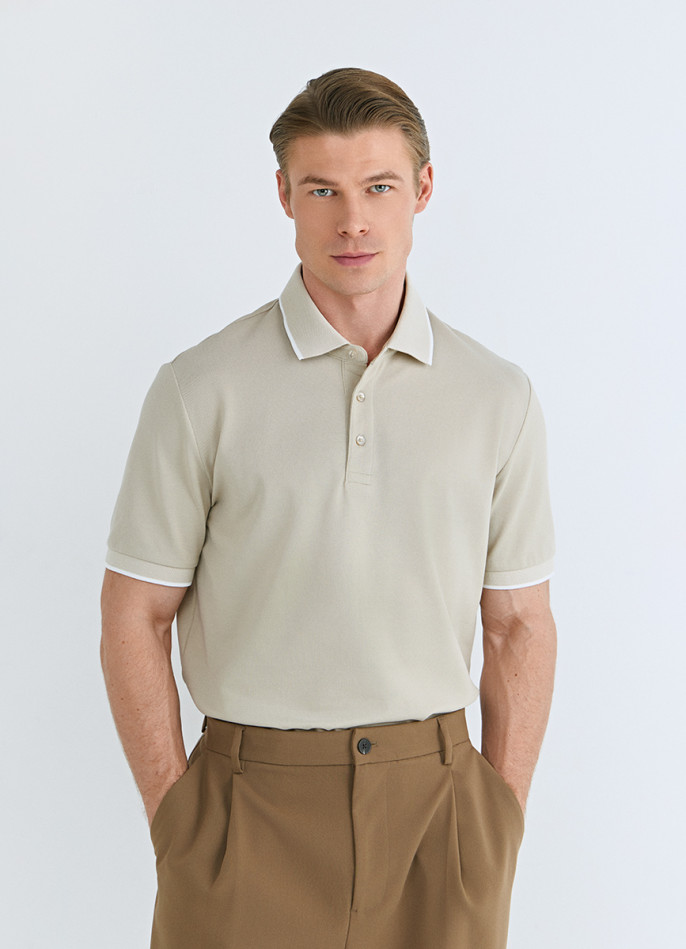 Поло из плотного шелковистого пике