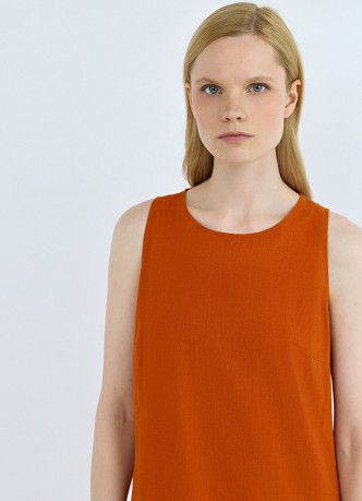 Платье А-силуэта из смесового льна