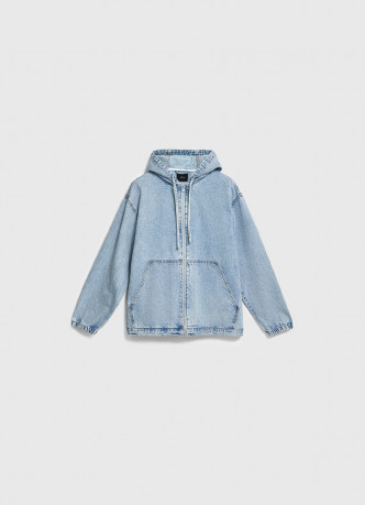 Джинсовая куртка на молнии с капюшоном