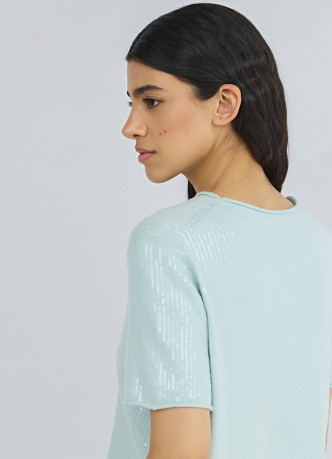 Джемпер с пайетками и коротким рукавом