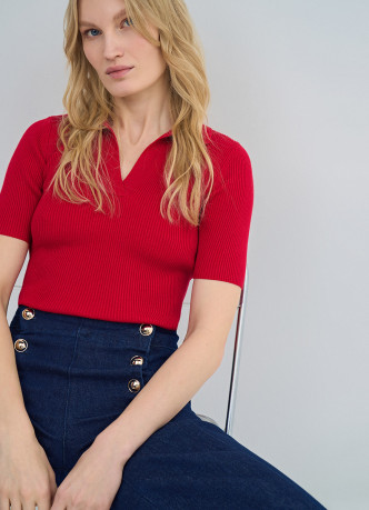 Джемпер поло в рубчик