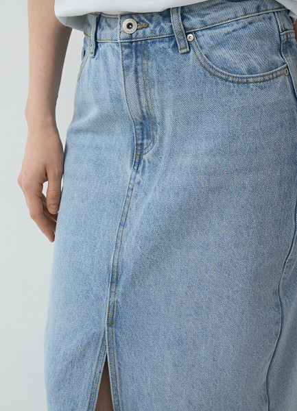 Прямая джинсовая юбка, Голубой O`Stin LD4675O02-D6, размер 48 - фото 4