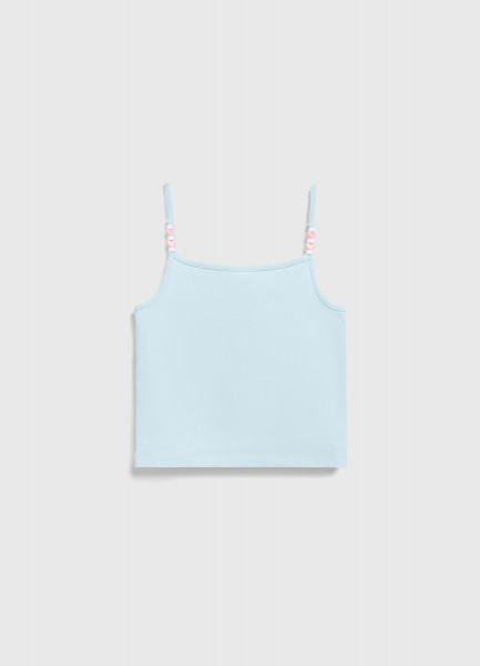 Топ на бретелях с декором для девочек, Зеленый