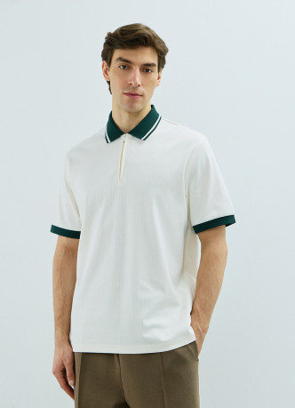 Поло с контрастным воротником на молнии