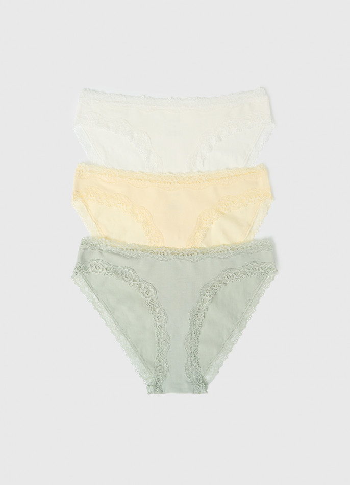 Классические брифы с кружевом, 3 шт.