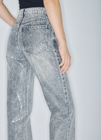 Блестящие прямые джинсы с пайетками