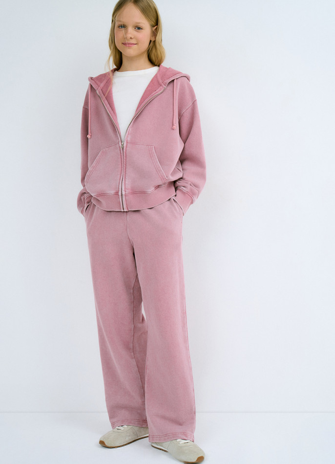 Трикотажные брюки с эффектом стирки для девочек