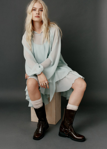 

Платье мини с рюшами, Зеленый