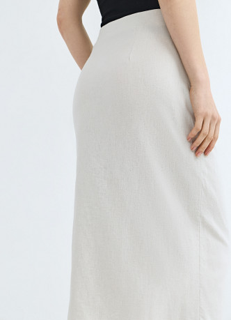 Льняная юбка миди с запахом