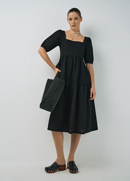 Платье из хлопка и льна, Черный O`Stin LR469AO02-99, размер 42 - фото 2