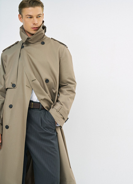 

Удлинённый тренч с поясом O'STIN x Яндекс Книги, Бежевый