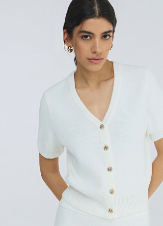 Укороченный кардиган с коротким рукавом