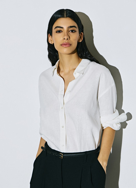 Рубашка из смесового льна, Белый