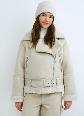 Дублёнка из искусственной замши с мехом для девочек