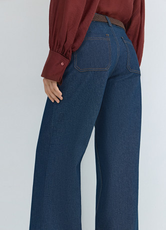 Широкие джинсы Wide leg с плетёным ремнём