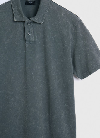 Поло из хлопка с эффектом стирки