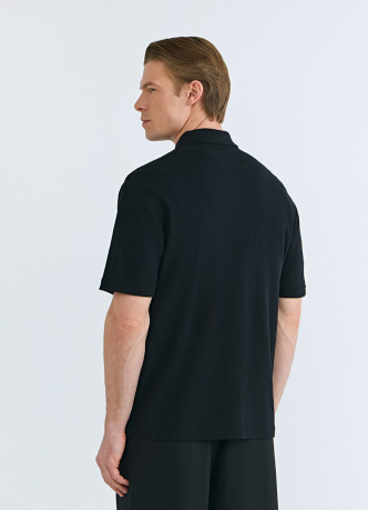 Поло из текстурной хлопковой ткани